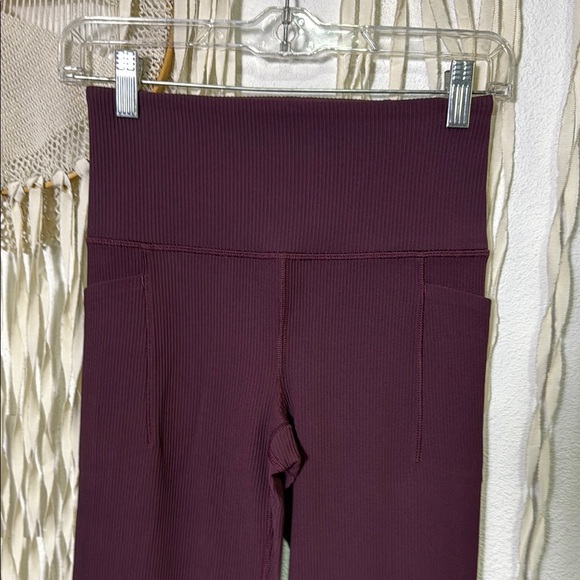 Athleta Maroon Color Salutation Stash Rib Flare At Pull On Pants Small - Picture 3 of 14